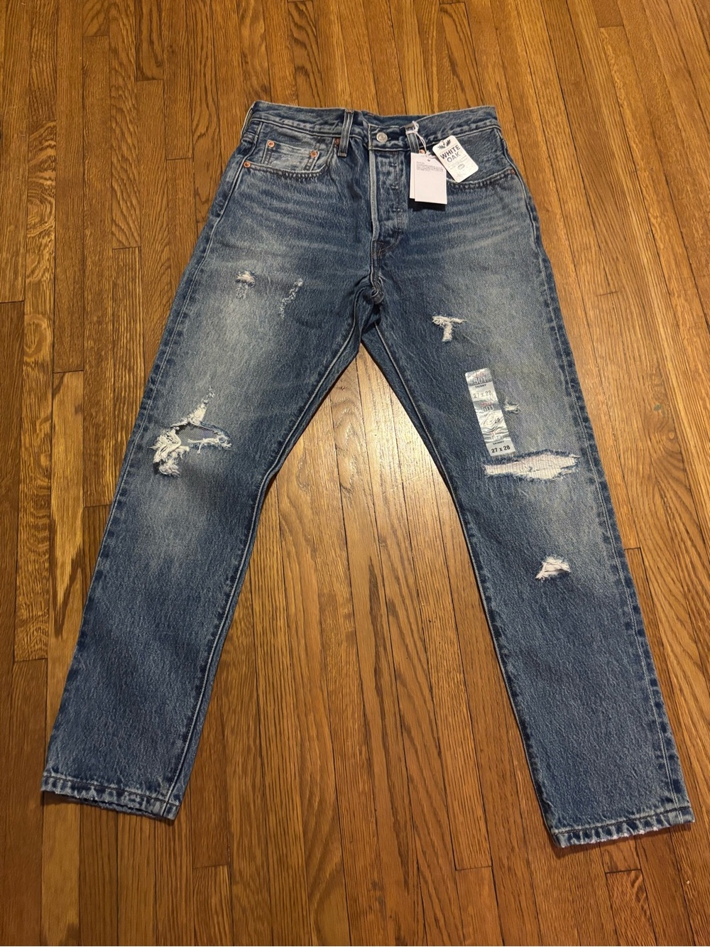 Levi's Distressed 501 Skinny Blue Jeans